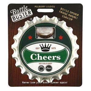 Cheers Bottle Buster Bottle Opener Fridge Magnet Coaster Pre-Personalized